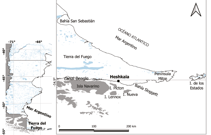 Ubicación geográfica de la localidad arqueológica de Heshkaia