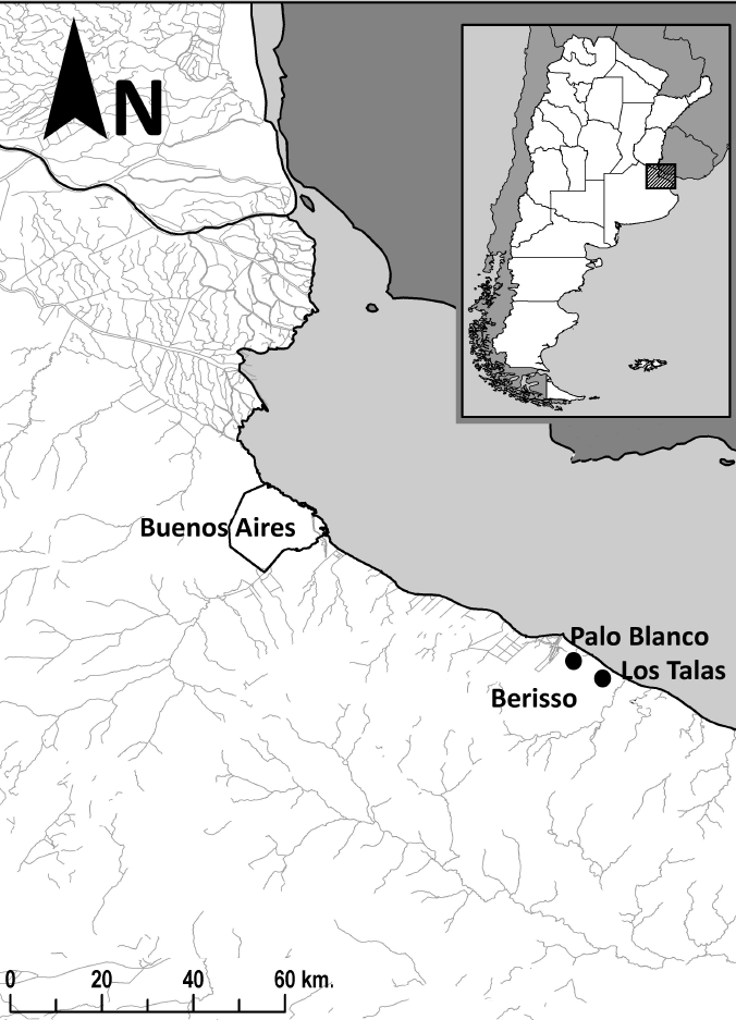 Localización geográfica de los sitios Palo Blanco y Los Talas.